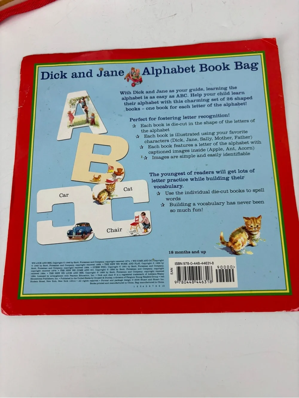Dick & Jane Alphabet Book Bag-Learning Die-cut A-Z Teaching Aids/Nostalgia Decor
